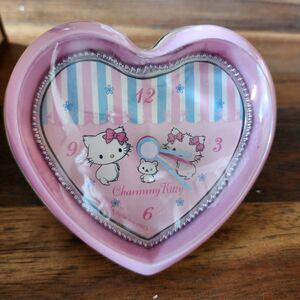 Sanrio Charmmy Kitty Pink Heart Shaped Alarm Clock 2004-2006 *tested* See Video